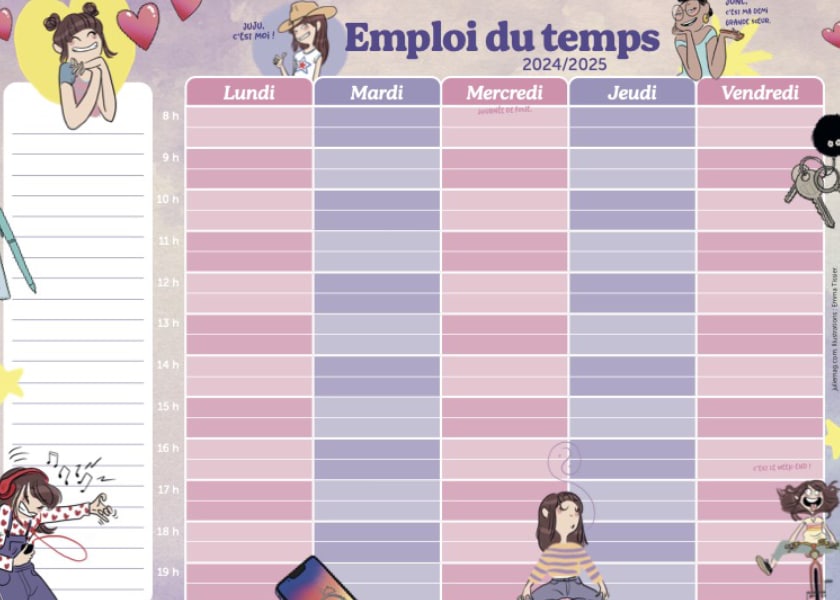 emploi du temps 2024